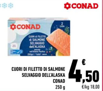 Conad CUORI DI FILETTO DI SALMONE SELVAGGIO DELL'ALASKA CONAD 250 g offerta