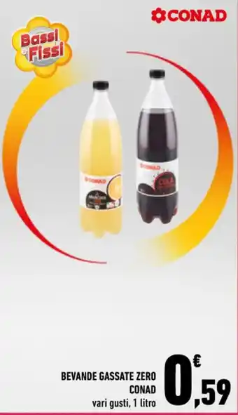 Conad BEVANDE GASSATE ZERO CONAD vari gusti, 1 litro offerta