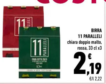 Conad BIRRA 11 PARALLELI chiara doppio malto, rossa, 33 cl x3 offerta