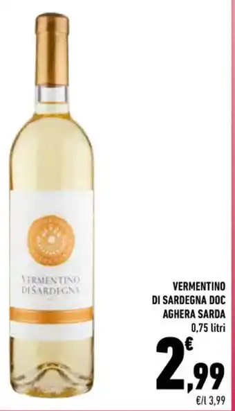 Conad VERMENTINO DI SARDEGNA DOC AGHERA SARDA 0,75 litri offerta