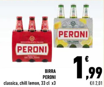 Conad BIRRA PERONI classica, chill lemon, 33 cl x3 offerta