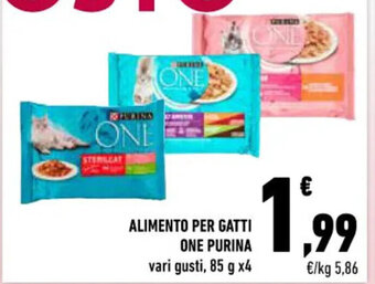 Conad ALIMENTO PER GATTI ONE PURINA vari gusti, 85 g x4 offerta