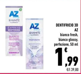 Conad DENTIFRICIO 3D AZ bianco fresh, bianco glossy, perfezione, 50 ml offerta