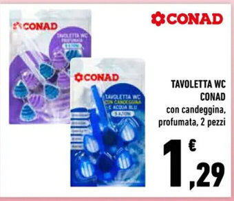Conad TAVOLETTA WC CONAD con candeggina, profumata, 2 pezzi offerta