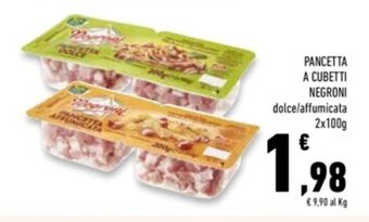 PANCETTA A CUBETTI NEGRONI dolce/affumicata 2x100g