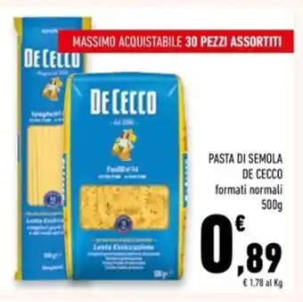 Conad Superstore PASTA DI SEMOLA DE CECCO formati normali 500g offerta