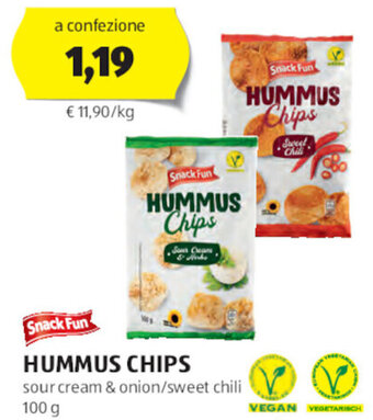 ALDI Snack Fun HUMMUS CHIPS 100 g offerta