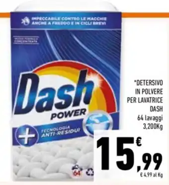Conad Superstore *DETERSIVO IN POLVERE PER LAVATRICE DASH 64 lavaggi 3,200Kg offerta