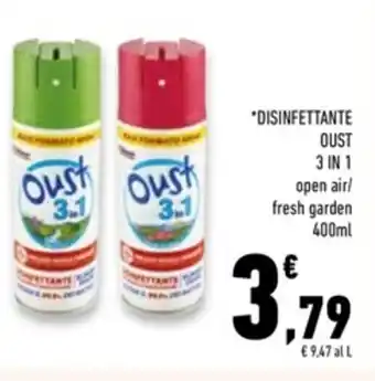 Conad Superstore *DISINFETTANTE OUST 3 IN 1 open air/ fresh garden 400ml offerta