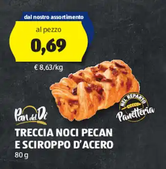 ALDI Pan del Di TRECCIA NOCI PECAN E SCIROPPO D'ACERO 80 g offerta