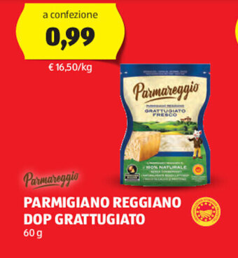 ALDI Parmareggio PARMIGIANO REGGIANO DOP GRATTUGIATO 60 g offerta