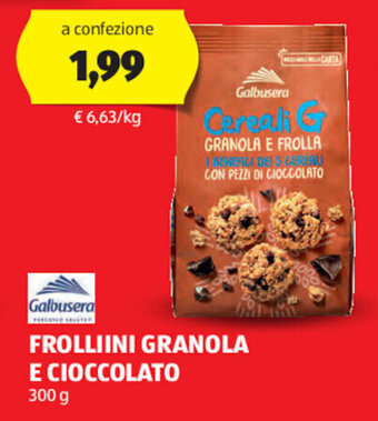 ALDI Galbusera FROLLIINI GRANOLA E CIOCCOLATO 300 g offerta