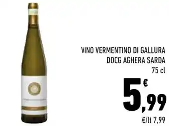 Conad Margherita VINO VERMENTINO DI GALLURA DOCG AGHERA SARDA 75 cl offerta