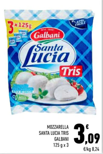 Conad Margherita MOZZARELLA SANTA LUCIA TRIS GALBANI 125 g x 3 offerta