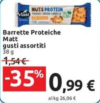 Carrefour Barrette Proteiche Matt gusti assortiti 38 g offerta