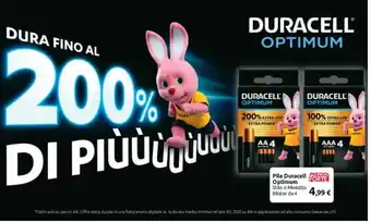 Carrefour Pile Duracell Optimum Stilo o Ministilo Blister da 4 offerta