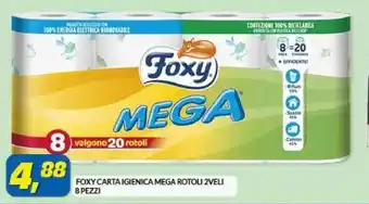 Risparmio Casa FOXY CARTA IGIENICA MEGA ROTOLI 2VELI 8 PEZZI offerta