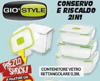 Risparmio Casa GIO'STYLE CONTENITORE VETRO RETTANGOLARE 0,38L offerta