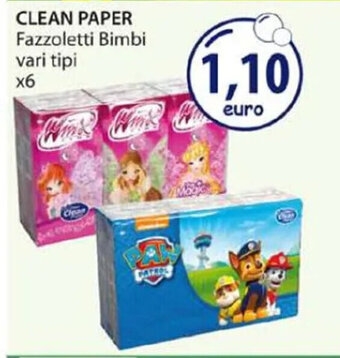 Acqua & Sapone CLEAN PAPER Fazzoletti Bimbi vari tipi x6 offerta