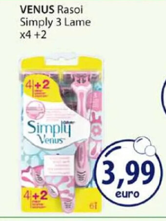 Acqua & Sapone VENUS Rasoi Simply 3 Lame x4 +2 offerta
