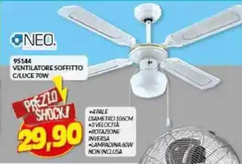 Risparmio Casa NEO VENTILATORE SOFFITTO C/LUCE 70W offerta
