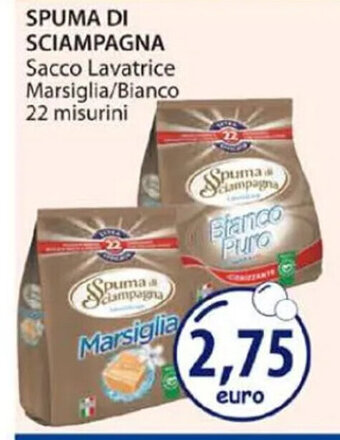 Acqua & Sapone SPUMA DI SCIAMPAGNA Sacco Lavatrice Marsiglia/Bianco 22 misurini offerta