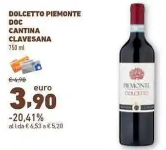 Conad DOLCETTO PIEMONTE DOC CANTINA CLAVESANA 750 ml offerta