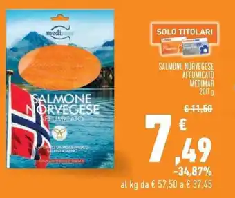 Conad SALMONE NORVEGESE AFFUMICATO MEDIMAR 200 g offerta