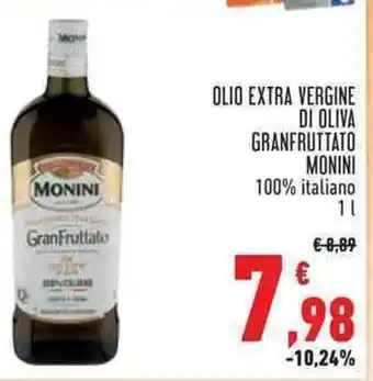 Conad OLIO EXTRA VERGINE DI OLIVA GRANFRUTTATO MONINI 100% italiano 1l offerta