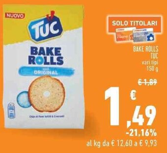 Conad BAKE ROLLS TUC vari tipi 150 g offerta