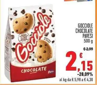 Conad GOCCIOLE CHOCOLATE PAVESI 500g offerta