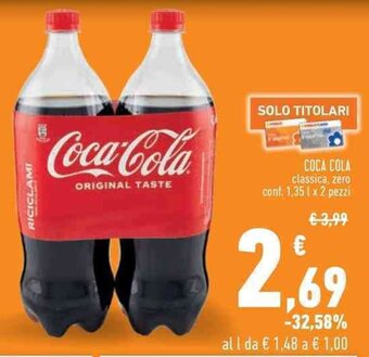 Conad COCA COLA classica, zero conf. 1,35 l x 2 pezzi offerta