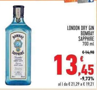 Conad LONDON DRY GIN BOMBAY SAPPHIRE 700 ml offerta