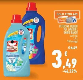Conad DETERSIVO LIQUIDO PER LAVATRICE OMINO BIANCO vari tipi 1,4 l 35 lavaggi offerta