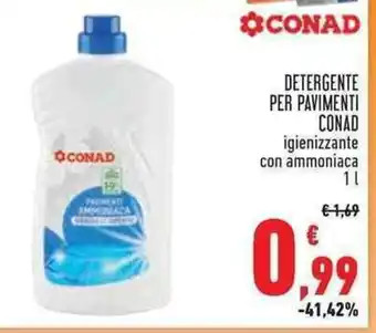 Conad DETERGENTE PER PAVIMENTI CONAD igienizzante con ammoniaca 1 l offerta