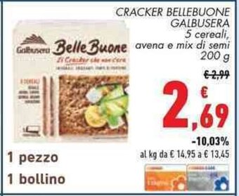 Conad CRACKER BELLEBUONE GALBUSERA 5 cereali, avena e mix di semi 200 g offerta