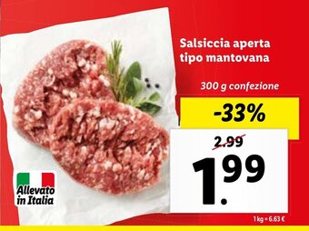 Lidl Salsiccia aperta tipo mantovana 300 g confezione offerta