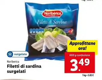 Lidl Noribérica Filetti di Sardina surgelato 600 g confezione offerta