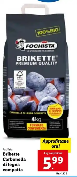 Fochista Brikette Carbonella di legna compatta 4 kg confezione