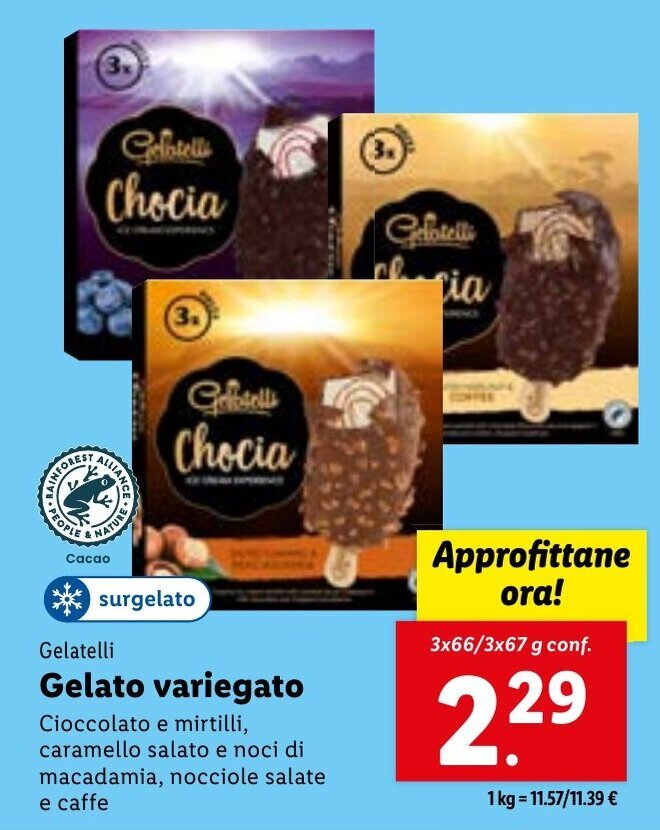 Gelatelli Gelato variegato Cioccolato e mirtilli,caramello salato e