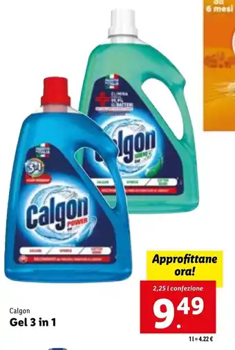 Lidl Calgon Gel 3 in 1 2,25 l confezione offerta