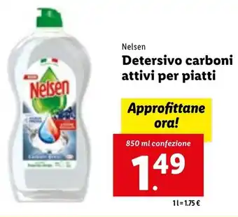 Lidl Nelsen Detersivo carboni attivi per piatti 850 ml confezione offerta