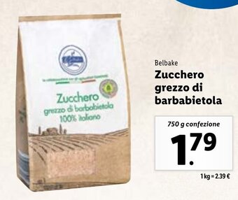 Lidl Belbake Zucchero grezzo di barbabietola 750 g confezione offerta
