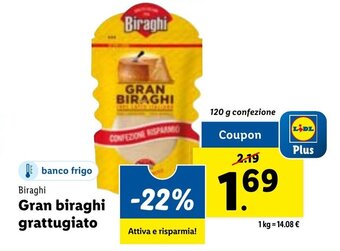Lidl Biraghi Gran biraghi grattugiato 120 g confezione offerta