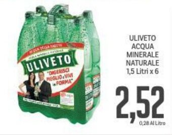 Supermercati Piccolo ULIVETO ACQUA MINERALE NATURALE 1,5 Litri x 6 offerta