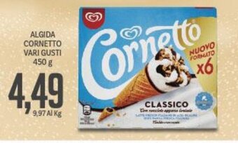 Supermercati Piccolo ALGIDA CORNETTO VARI GUSTI 450 g offerta