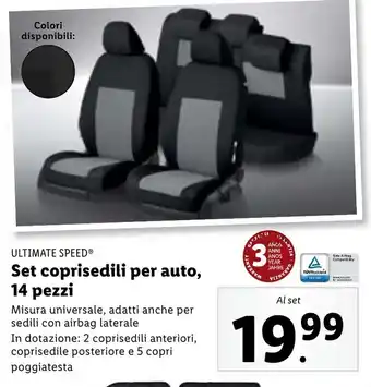 Lidl ULTIMATE SPEEDⓇ Set coprisedili per auto, 14 pezzi offerta