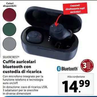 Lidl SILVERCRESTⓇ Cuffie auricolari bluetooth con custodia di ricarica offerta