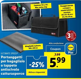 ULTIMATE SPEEDⓇ Portaoggetti per bagagliaio o tappeto antiscivolo catturasporco