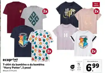 Lidl ecoprint by CHT T-shirt da bambino o da bambina "Harry Potter", 2 pezzi Misure: 8-14 anni offerta